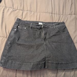 Black Denim A-Line Skort